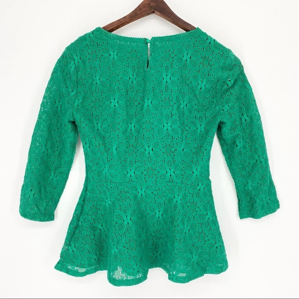 Anthropologie Moulinette Soeurs Lace Peplum Blouse Size 0 - Picture 3 of 5